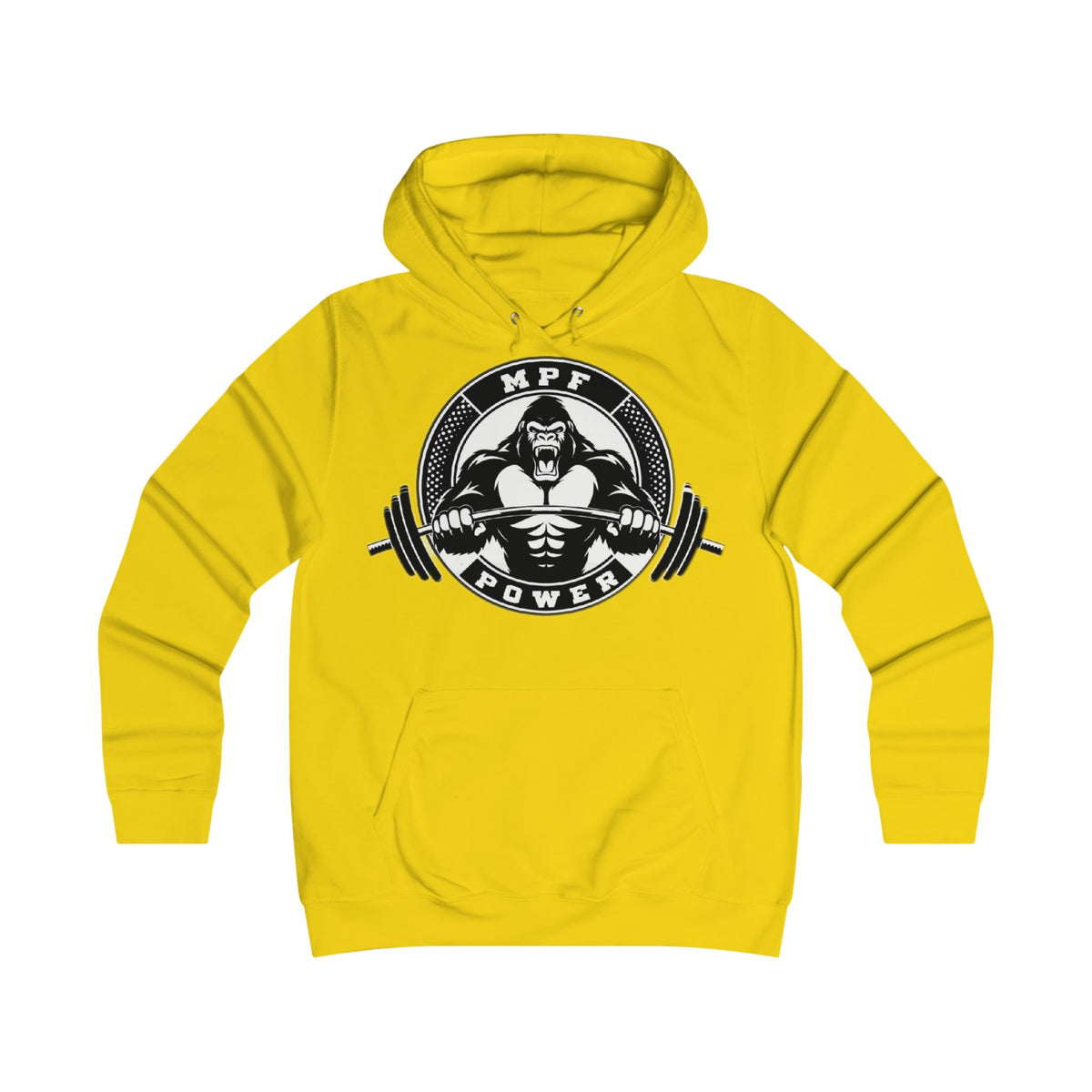 Gym Gorilla Hoodie — 'MPF Power' Weightlifting Hooded Sweatshirt with BACK: DOMINATE