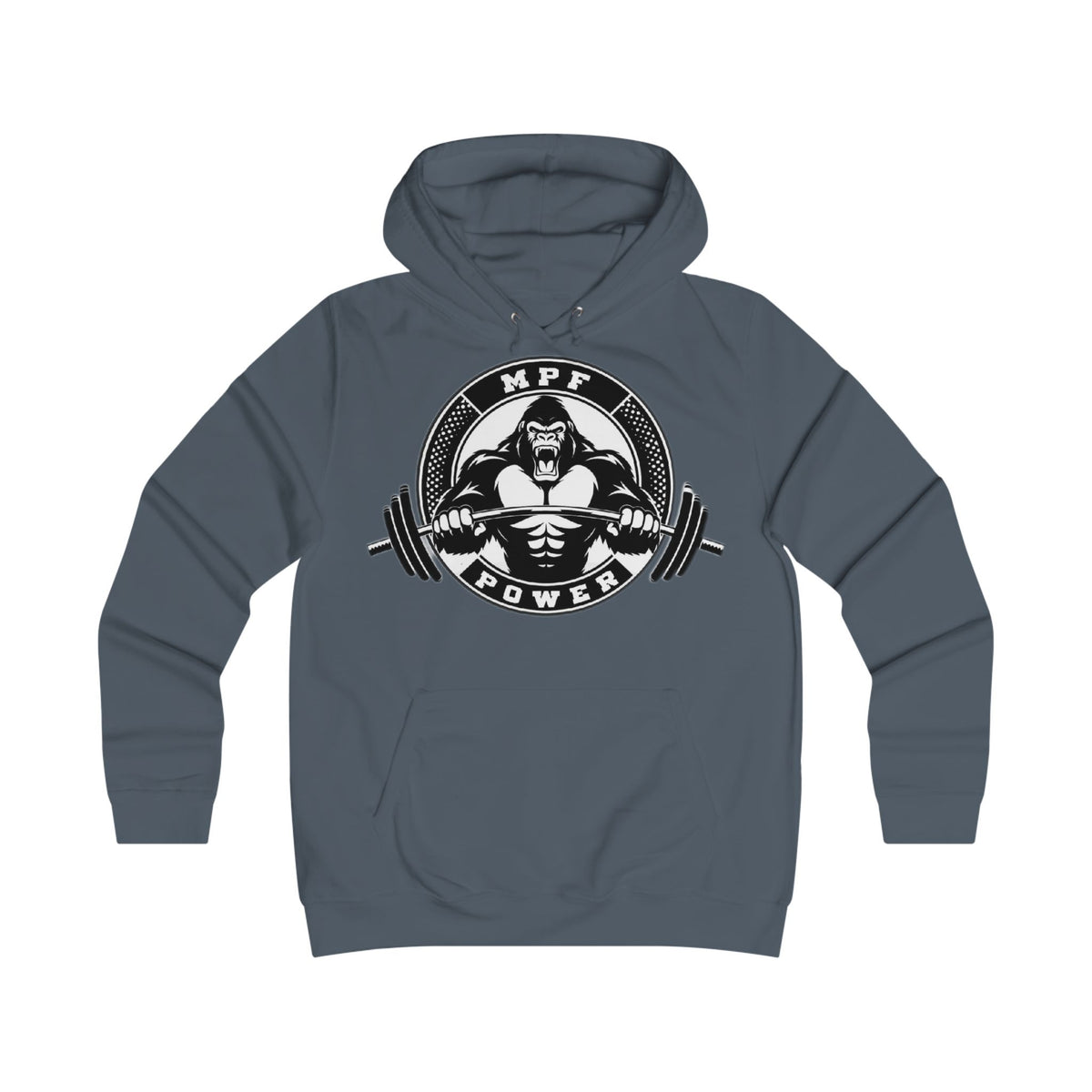 Gym Gorilla Hoodie — 'MPF Power' Weightlifting Hooded Sweatshirt with BACK: DOMINATE