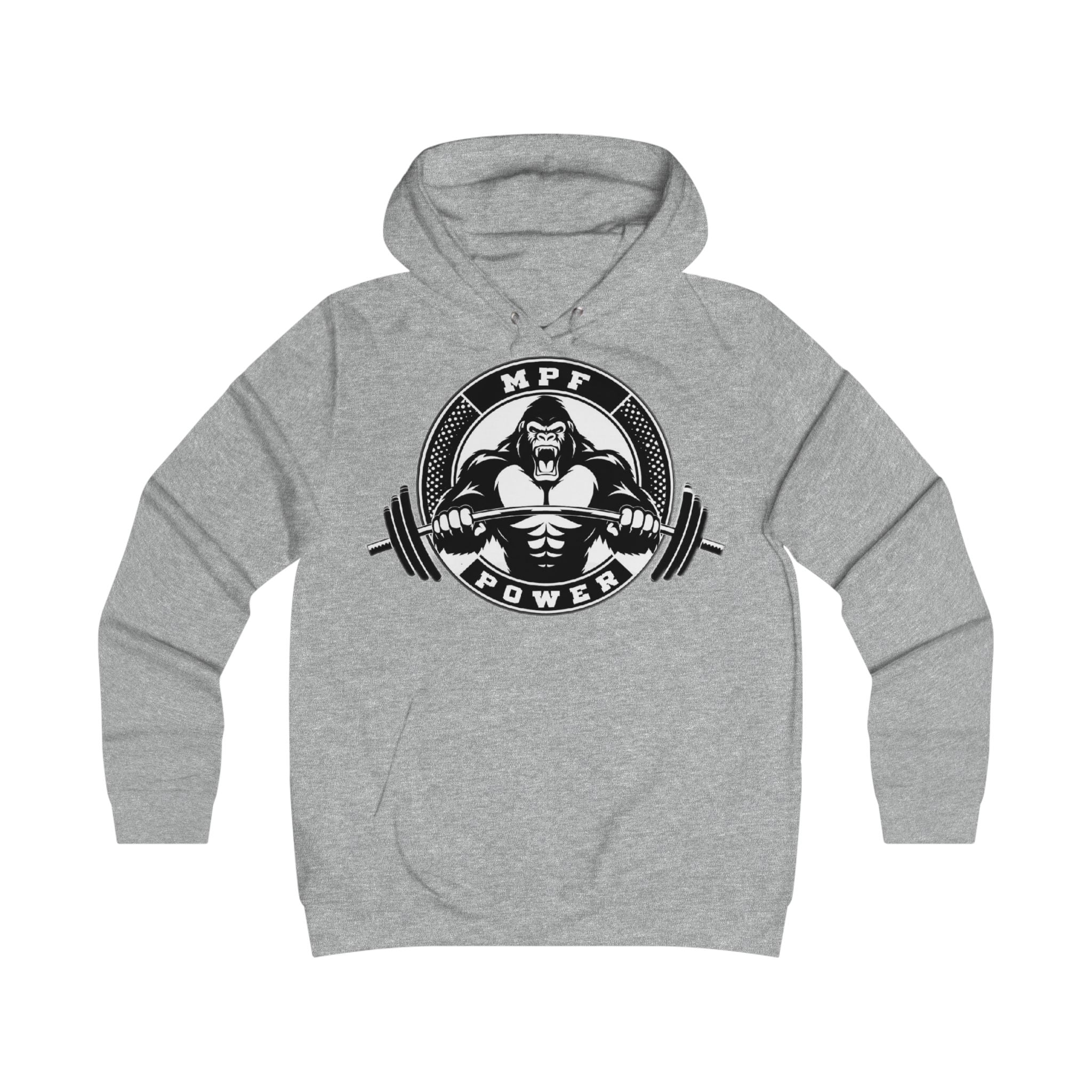 Gym Gorilla Hoodie — 'MPF Power' Weightlifting Hooded Sweatshirt with BACK: DOMINATE