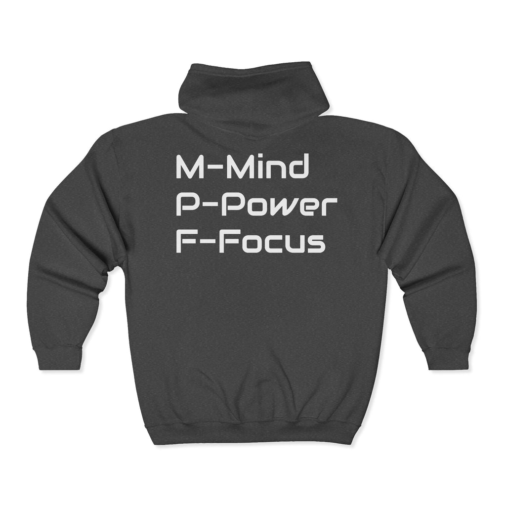 Mind Power Focus Zip Hoodie, Inspirational Sweatshirt, Gift for Motivation, Gym Wear, Unisex Activewear, Wellbeing Apparel