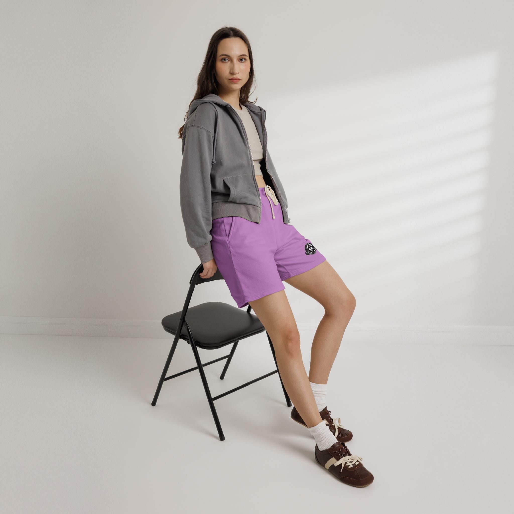 Lightweight Fleece Sweat Shorts — Minimal Compass Logo Lounge Shorts