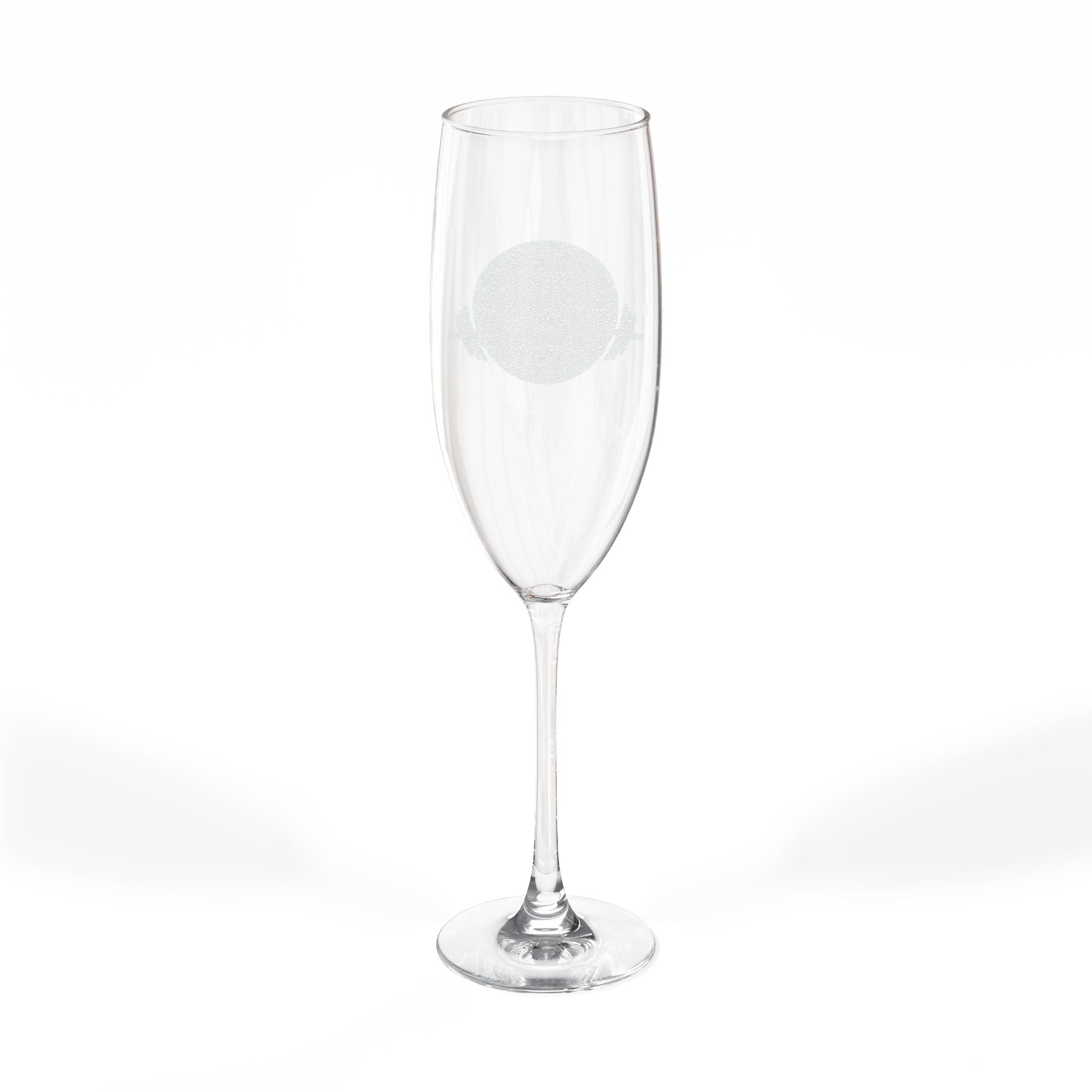 Engraved 8oz Champagne Flute — Elegant Crest Design for Weddings & Celebrations