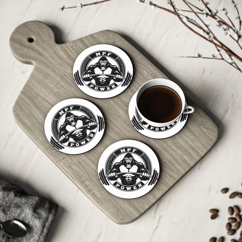 Muscle Power Coasters, Gym Decor, Fitness Drink Coasters, Housewarming Gift, Weightlifting Coasters, Home Bar Accessories