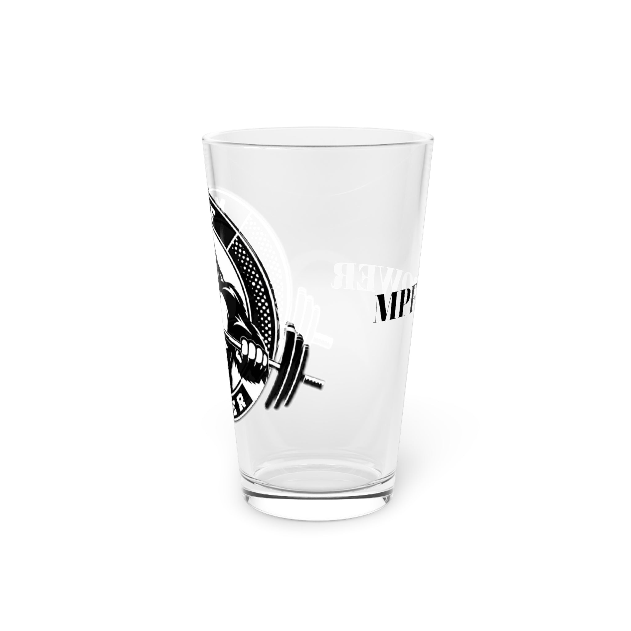 Power Muscle Pint Glass, 16oz - Fitness Gift for Gym Lovers, Workout Enthusiasts, Powerlifting Occasion, Unique Barware